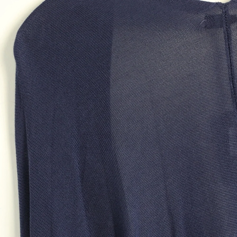 NWT Made in Italy cardigan navy new open front knit classic dark stretch L OS - Picture 6 of 9